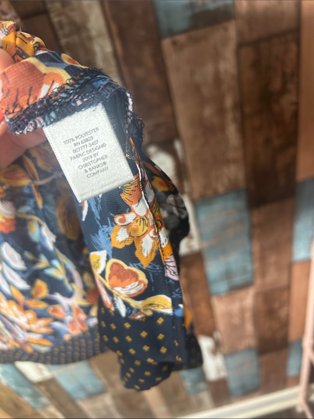 Christopher & Banks Navy Floral Open-Front Kimono with Mustard & Rust Accents - Picture 10 of 14